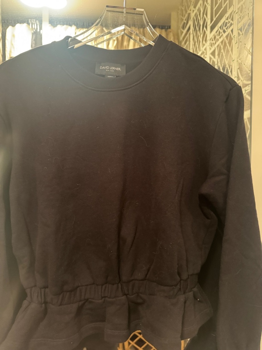 David Lerner Black Ruched Hem Sweatshirt